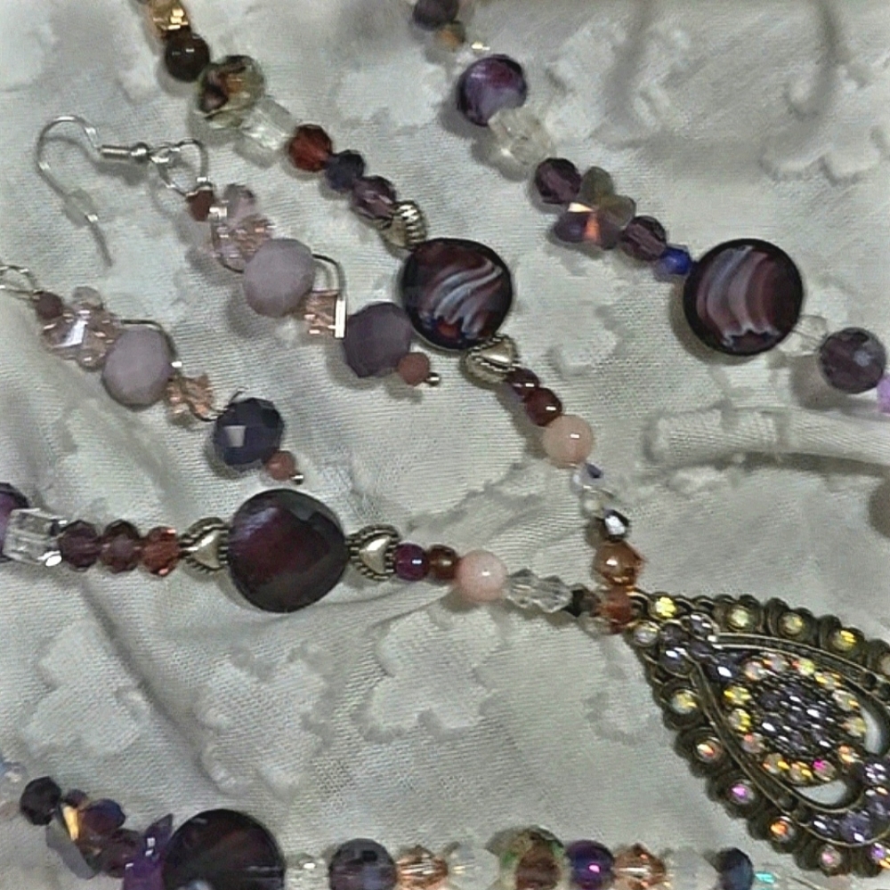 OOAK VALENTINE shine Heart Crystal Stone Fine Jewelry Set Rare And Unique Giift